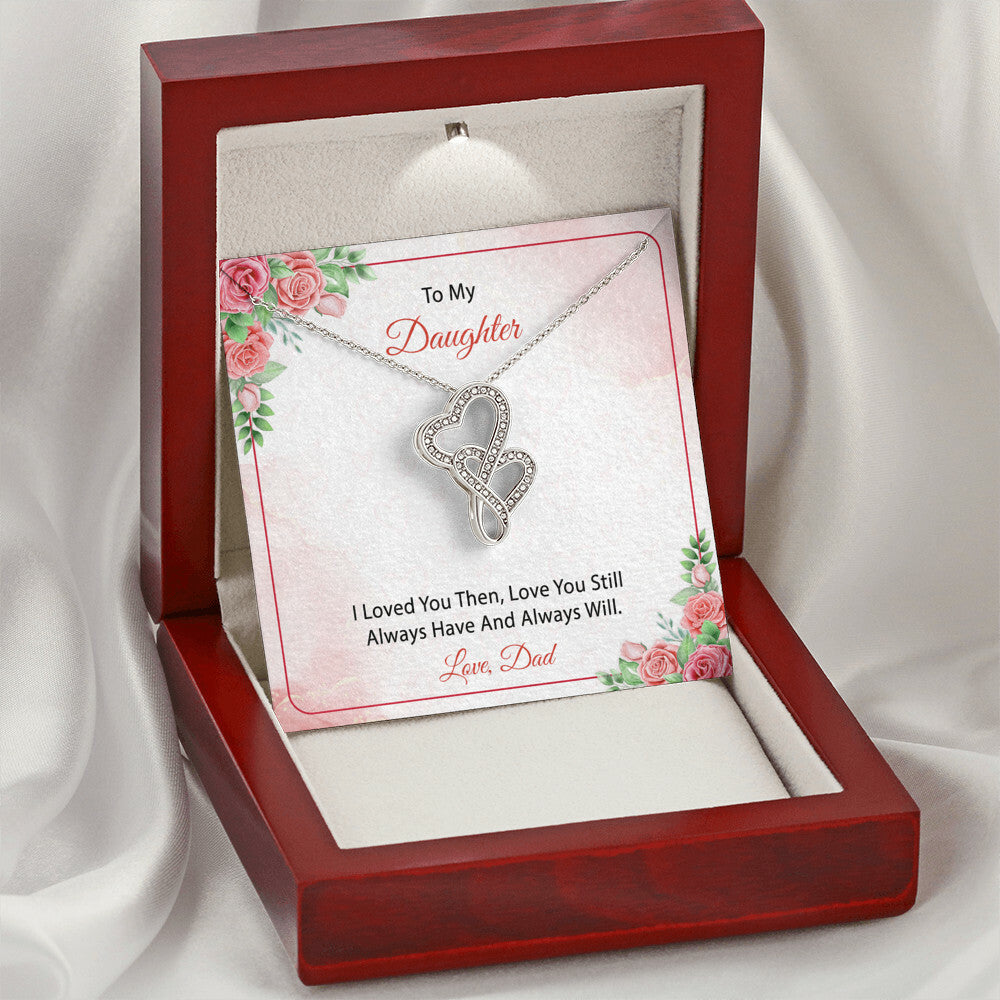 To My Daughter From Dad 3 Double Hearts Necklace