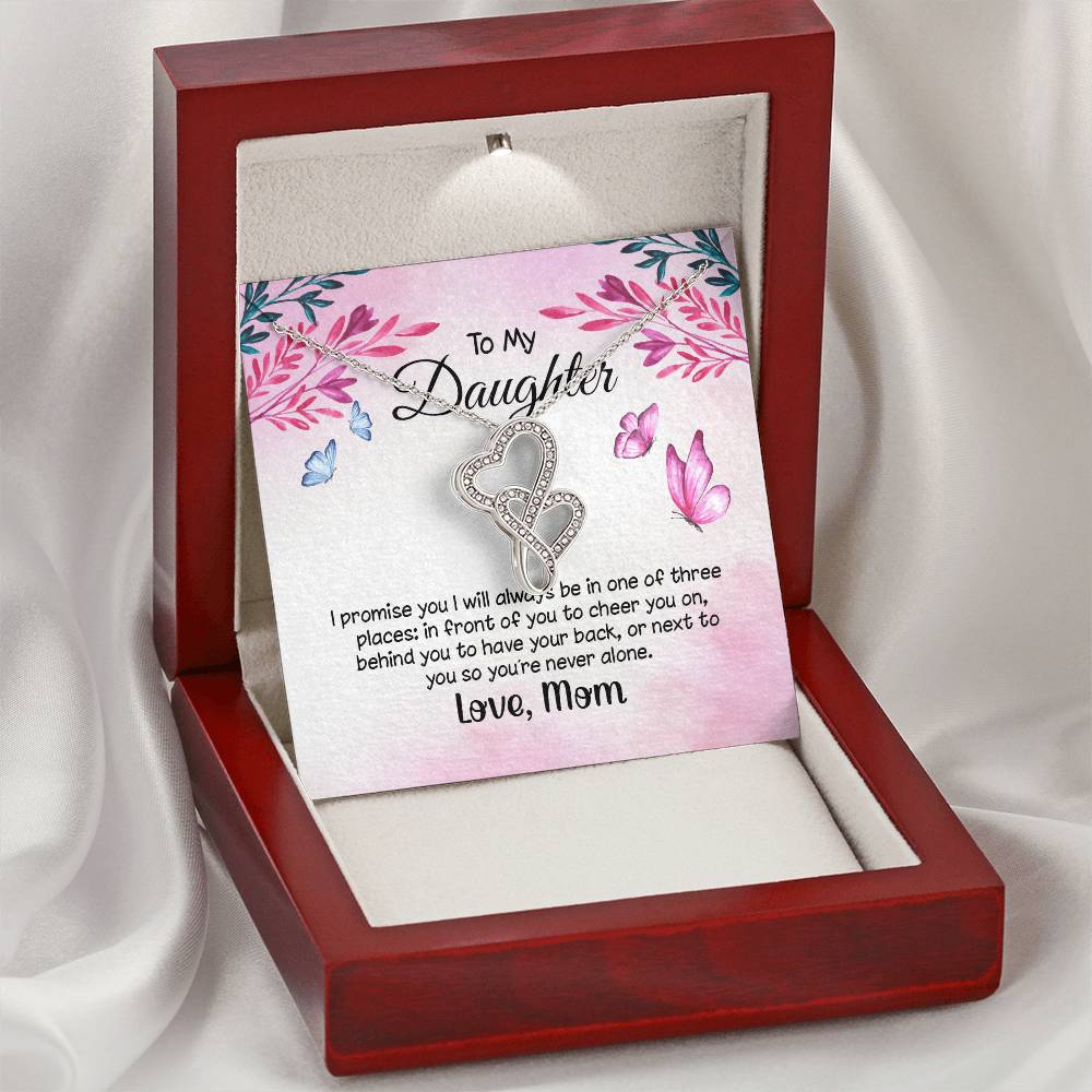 To My Daughter - I Promise You - Double Hearts Necklace