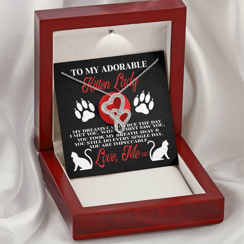 Gift For Her Kitten Lady My Dreams Came True The Day I Met You Double Hearts Necklace