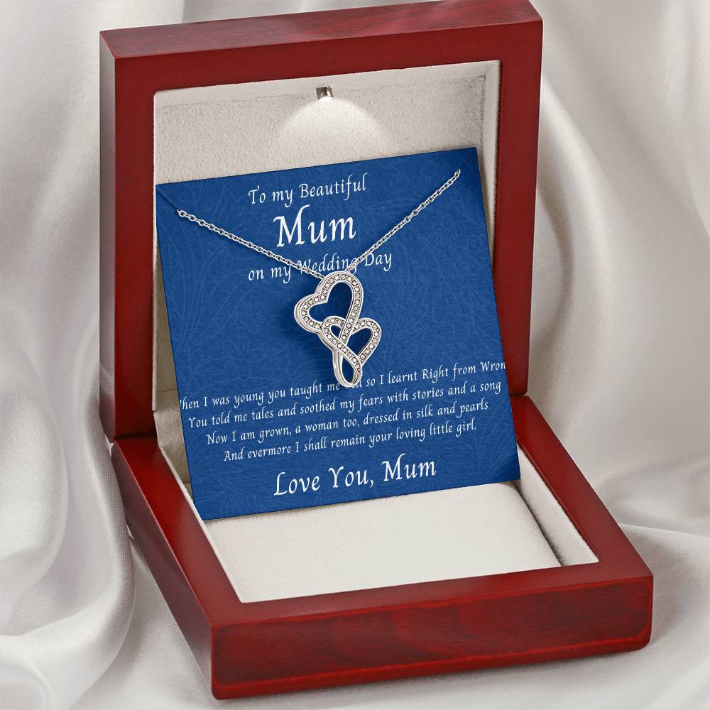 Gify For Mum Mother Of Bride Gift Mum Jewellery Mum Necklace Wedding Day Gift Double Hearts Necklace