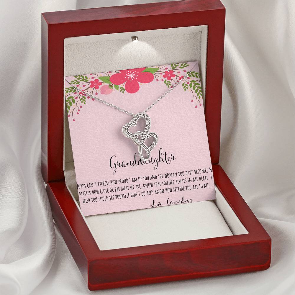 Words Can't Express How Proud I Am - Pink Double Hearts Necklace