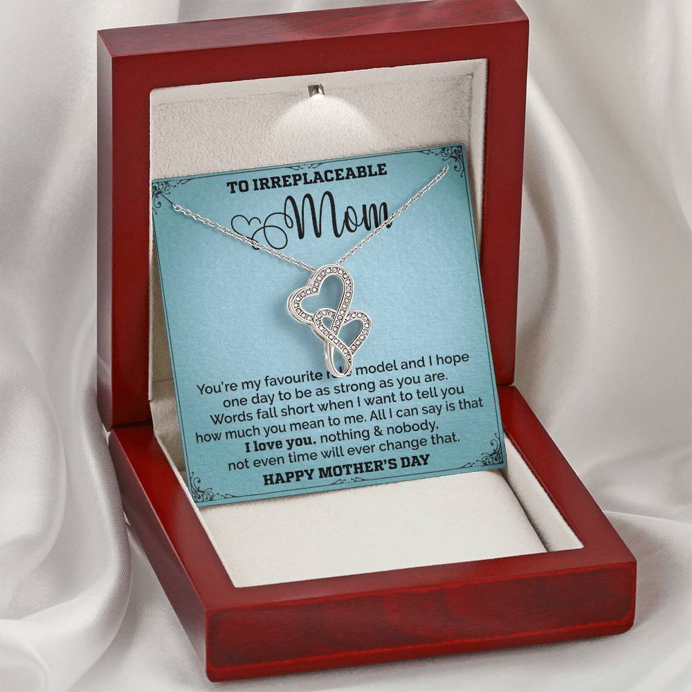 Mom Is My Favourite Role Modle - - Mothers Day Double Hearts Necklace