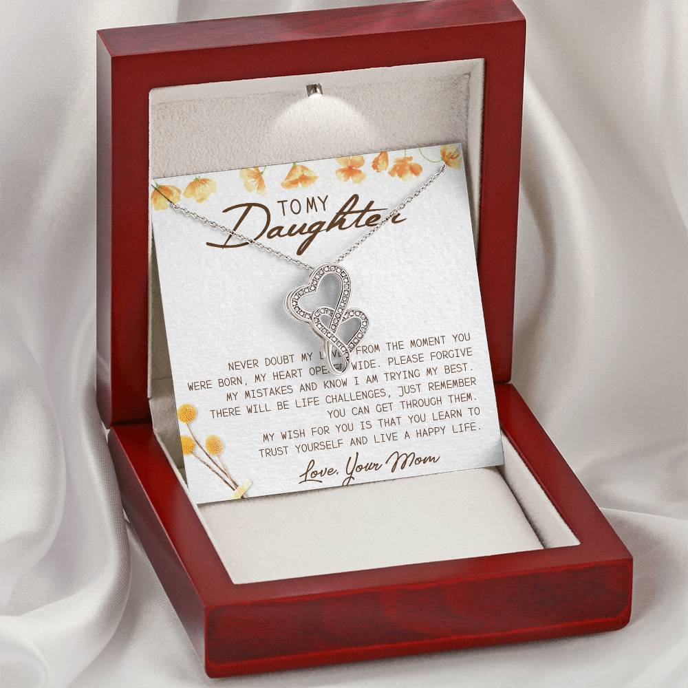 To My Daughter Necklace - Mom To Daughter Double Heart Necklace Gift - Mom And Daughter Always Remember Gift From Mom 8 Double Hearts Necklace