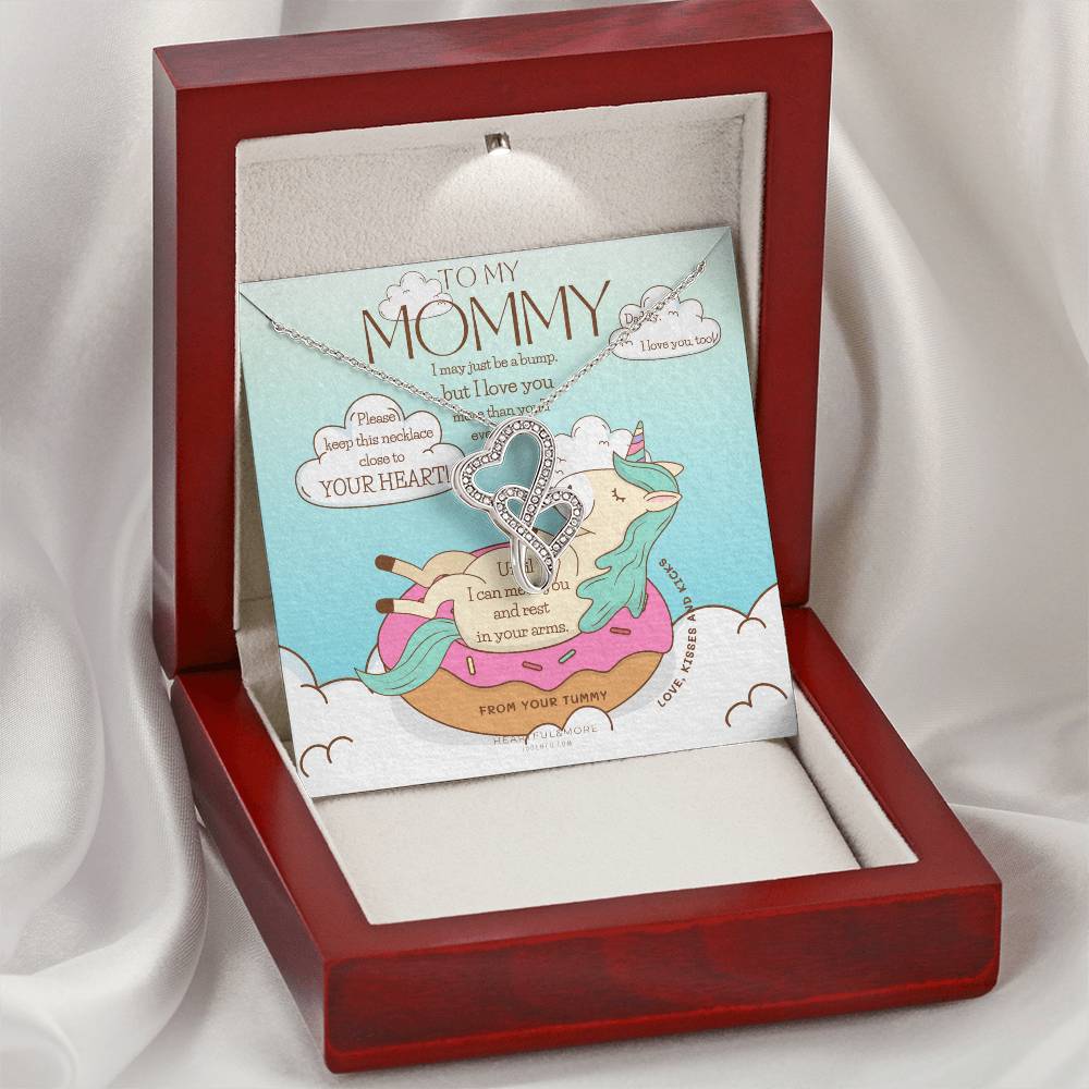 Baby Shower Gift New Mommy Necklace Pregnant Wife Gift I May Just Be A Bump But I Love You To Mummy From Bump To 1 Double Hearts Necklace