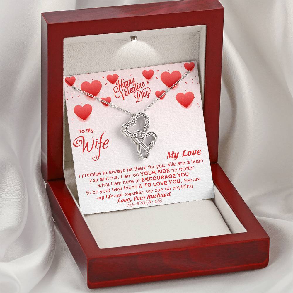 To My Wife - Double Hearts Necklace