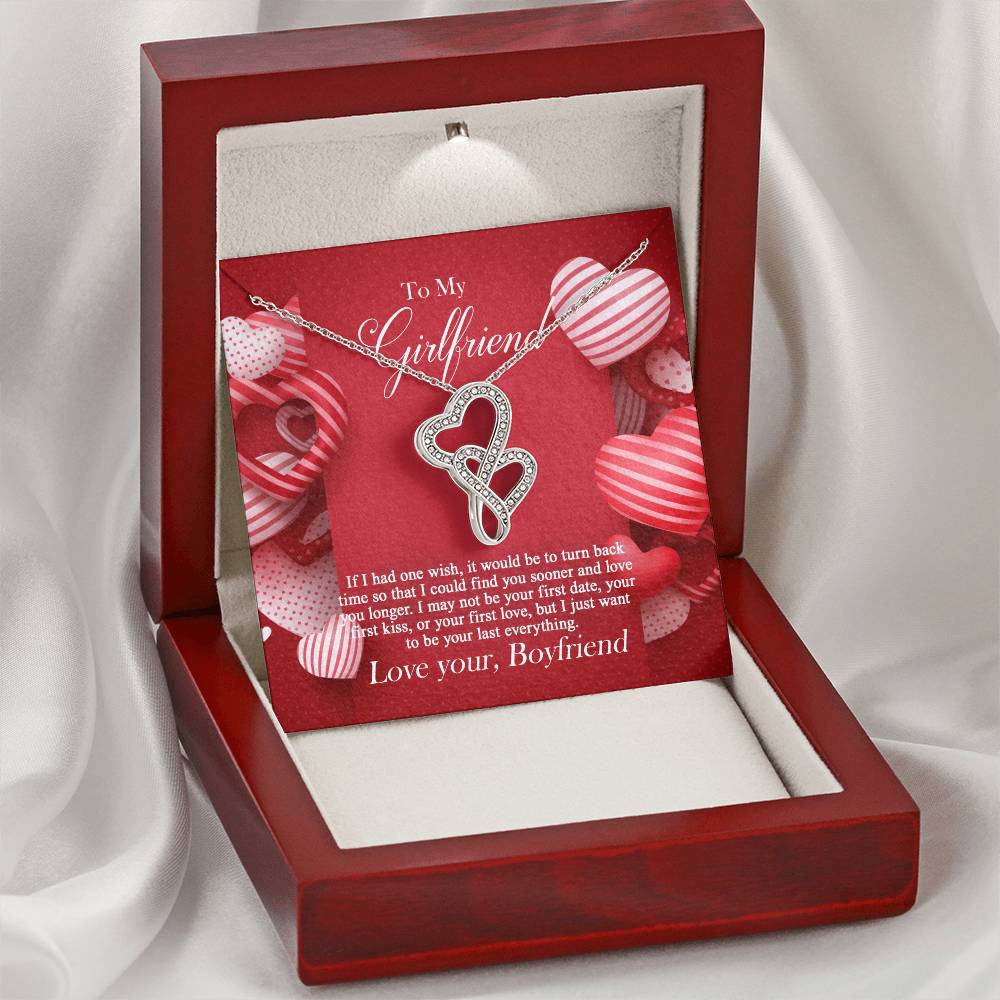 To My Girlfriend - Double Hearts Necklace