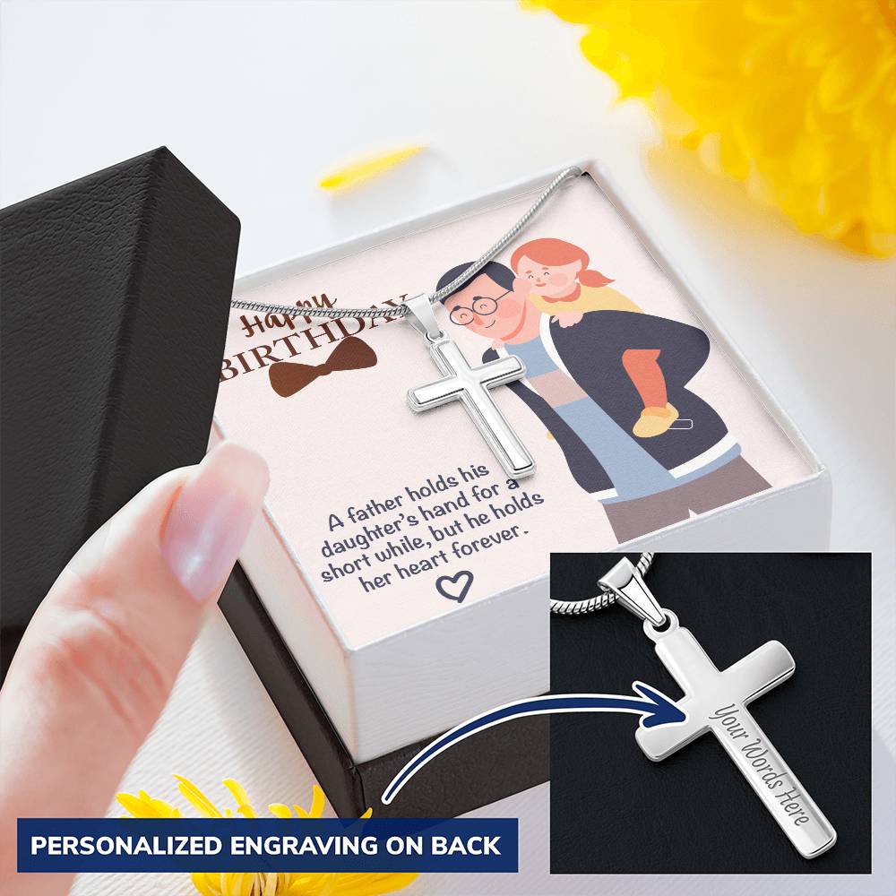 Dad Gift From Daughter Dad Birthday Gift From Daughter Cross Necklace For Dad. 1 Customize Engraved Cross Necklace