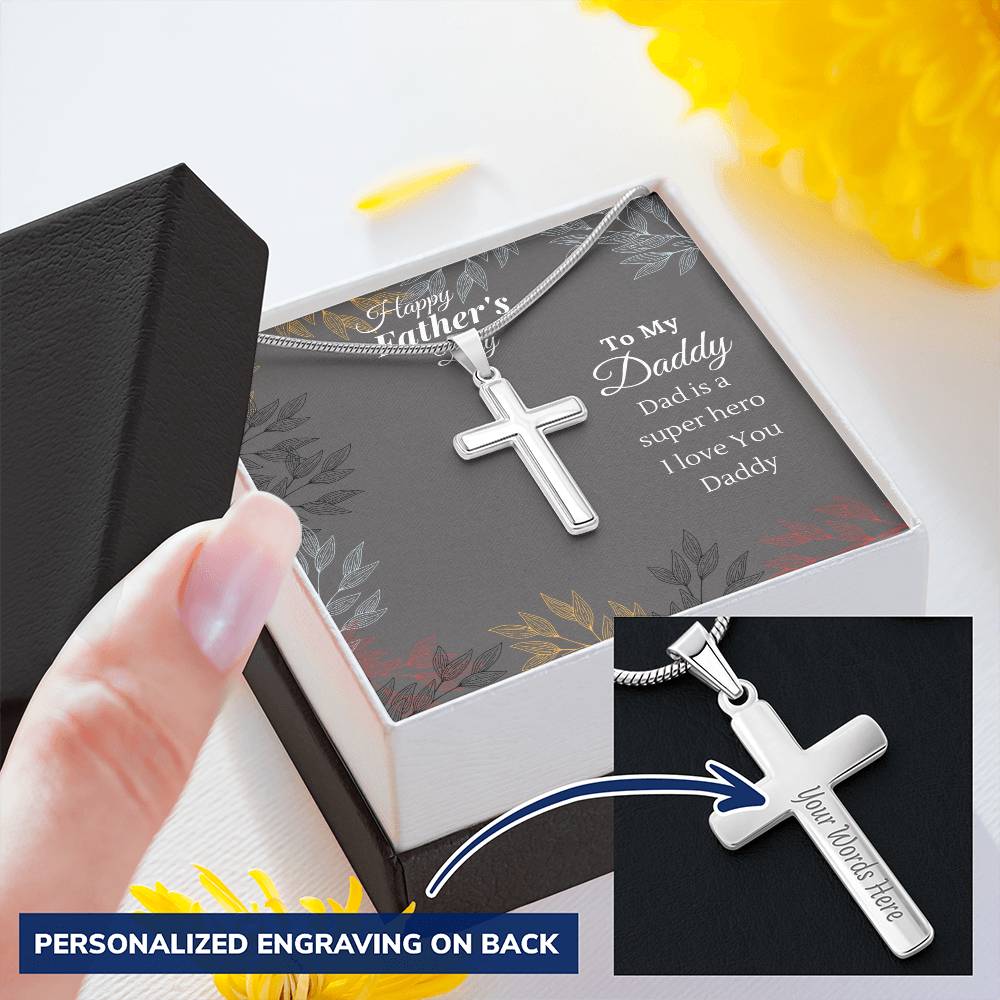 Cross Necklace For Dad Dad Gift From Daughter Gift For Dad Father Gift From Daughter Customize Engraved Cross Necklace