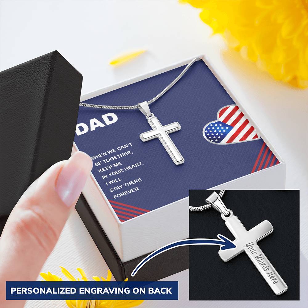 Gift For Dad Customize Cross Necklace Father Daughter To My Dad 4 Customize Engraved Cross Necklace