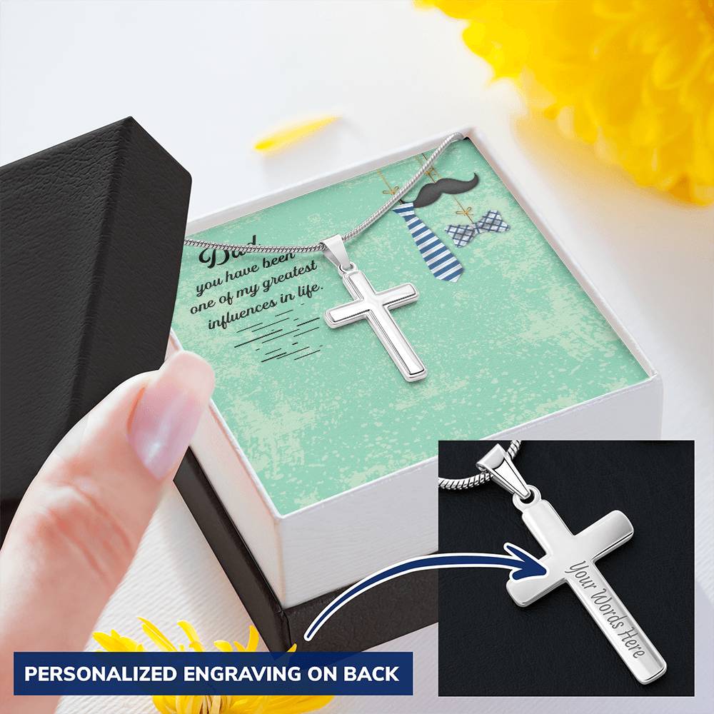 Gift For Dad Customize Cross Necklace Father Daughter To My Dad Custom Gift Customize Engraved Cross Necklace