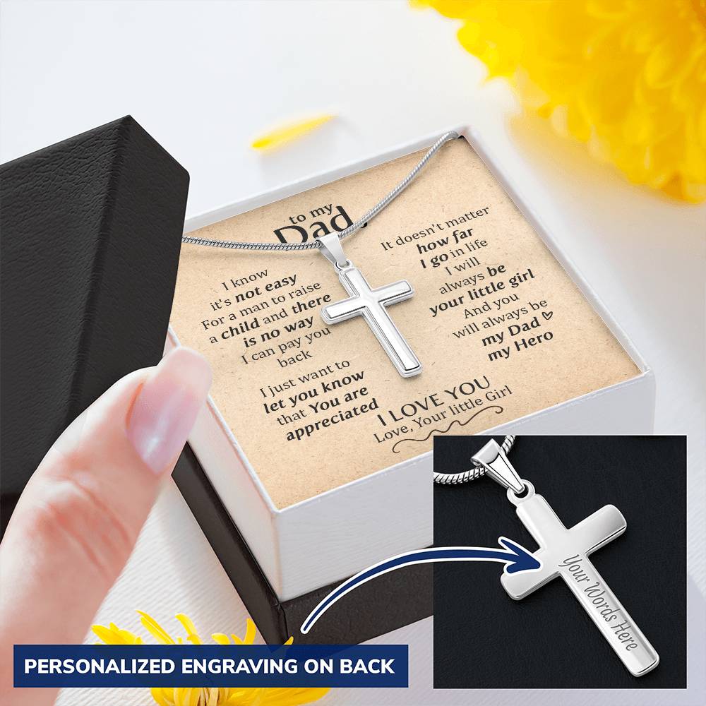 For Dad - You Are Appreciated - Cross Customize Engraved Cross Necklace