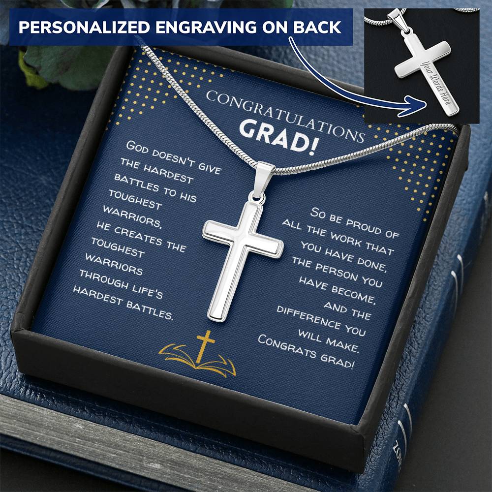 Class Of 2021 - Customize Cross Necklace Customize Engraved Cross Necklace