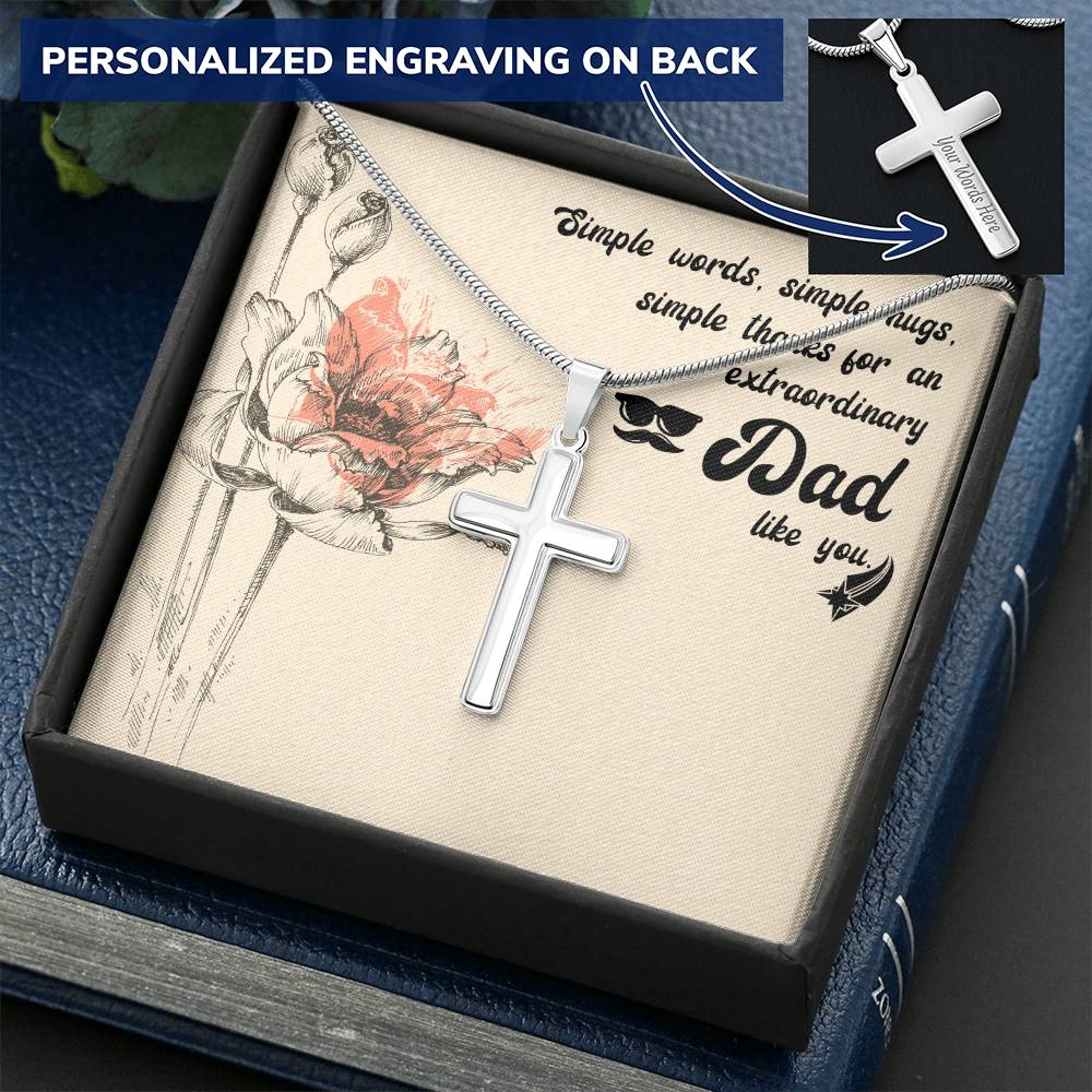 Gift For Dad Customize Cross Necklace Father Daughter To My Dad 1 Customize Engraved Cross Necklace