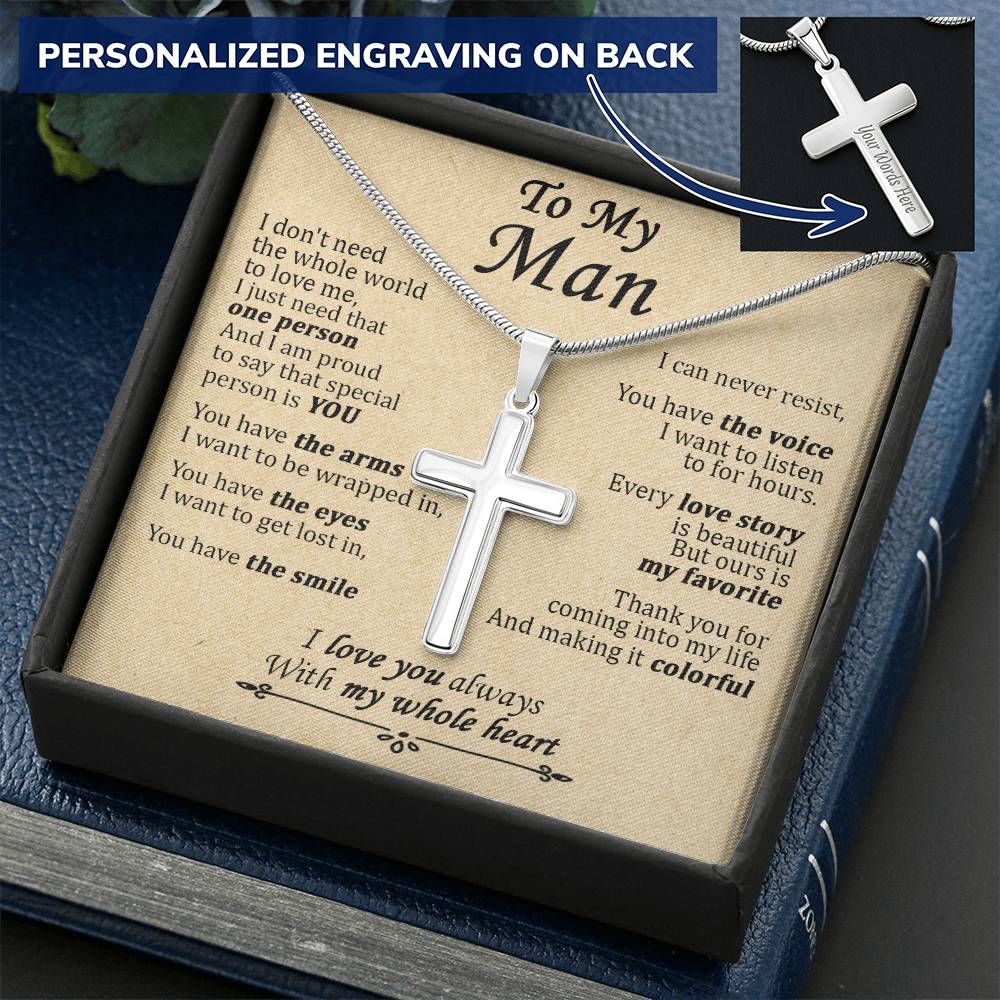 For Your Man - That Special Person Is You - Cross Customize Engraved Cross Necklace