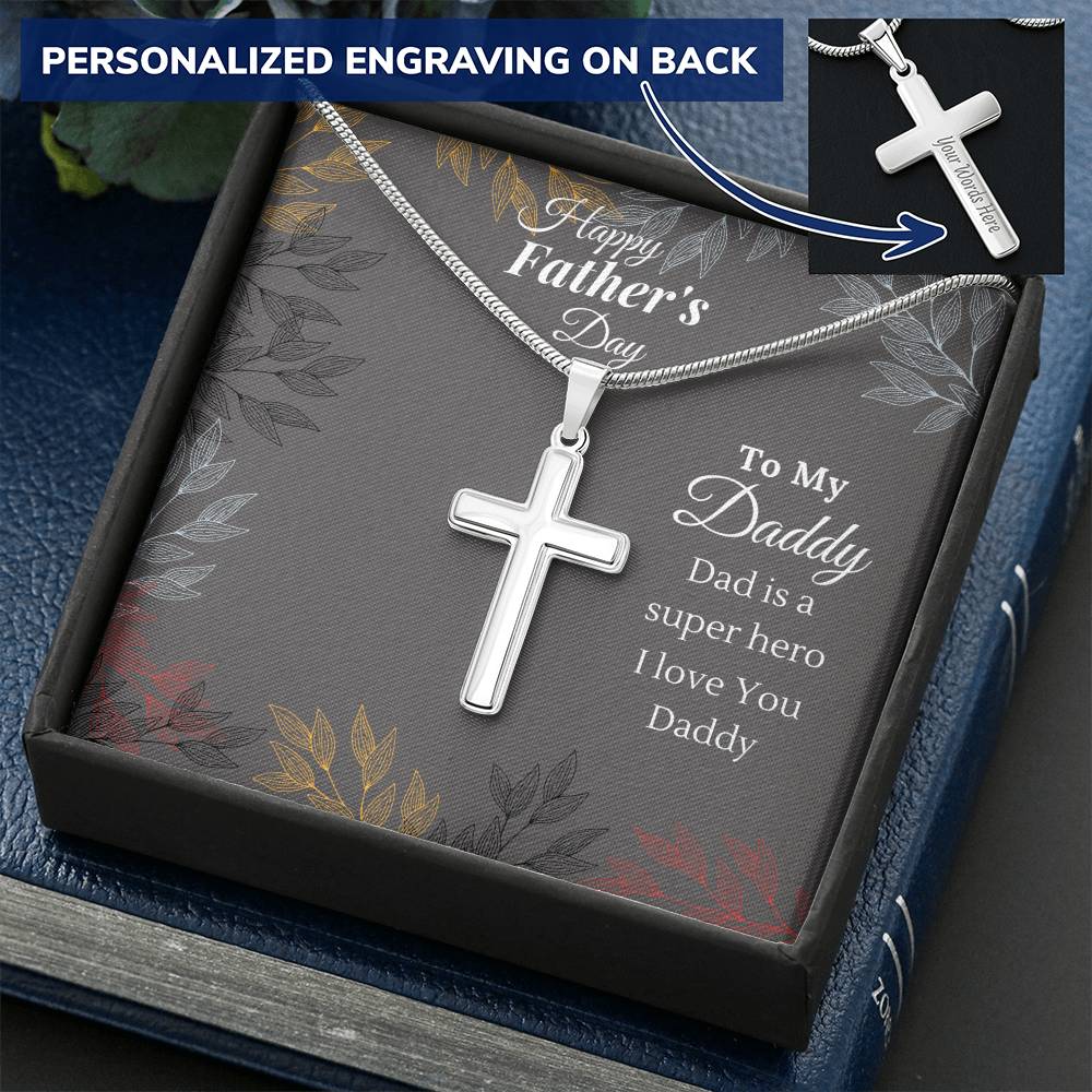 Cross Necklace For Dad Dad Gift From Daughter Gift For Dad Father Gift From Daughter Customize Engraved Cross Necklace