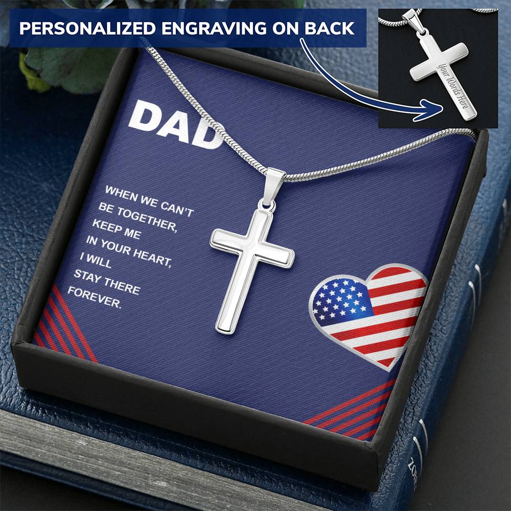Gift For Dad Customize Cross Necklace Father Daughter To My Dad 4 Customize Engraved Cross Necklace