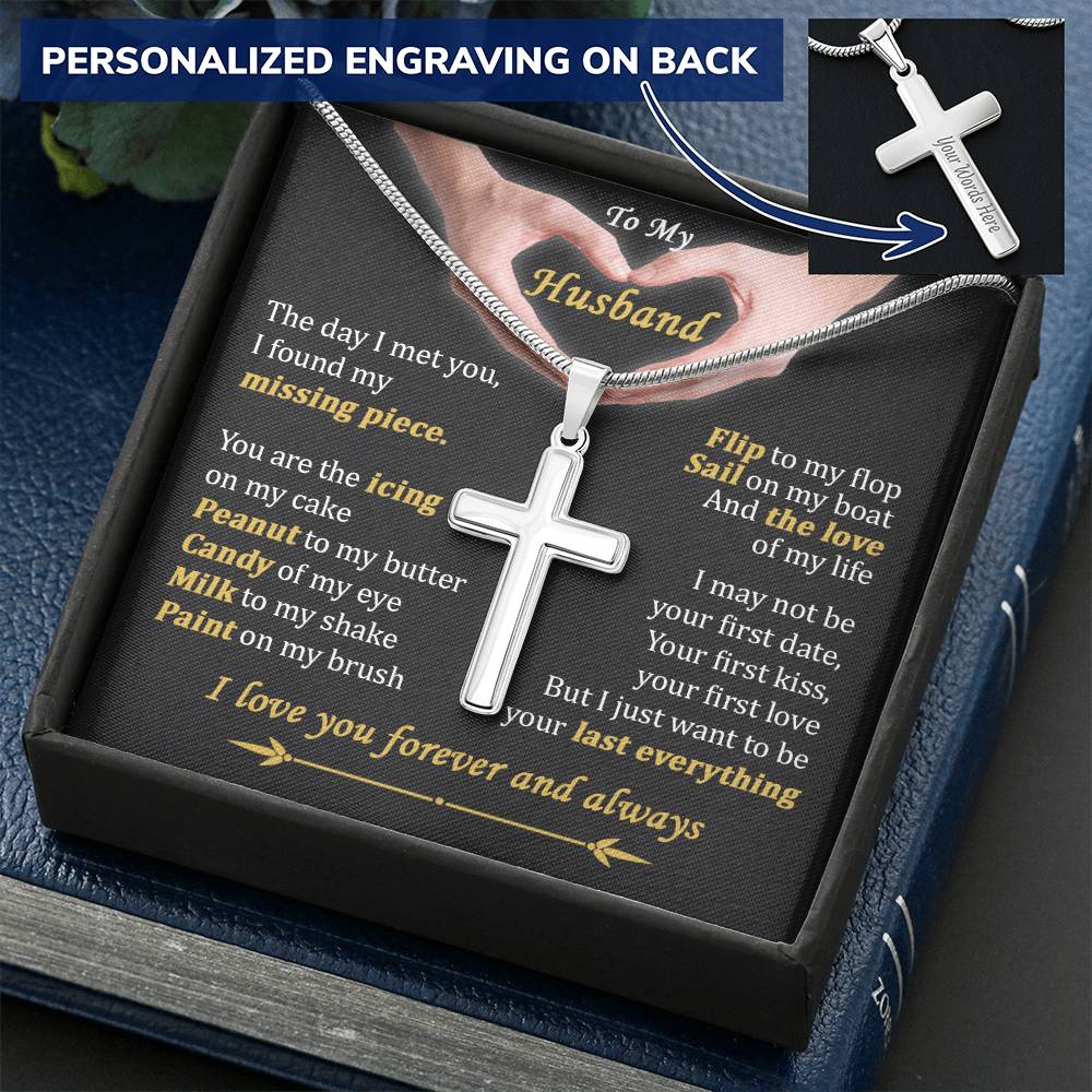 For Husband - Candy Of My Eye - Cross Customize Engraved Cross Necklace