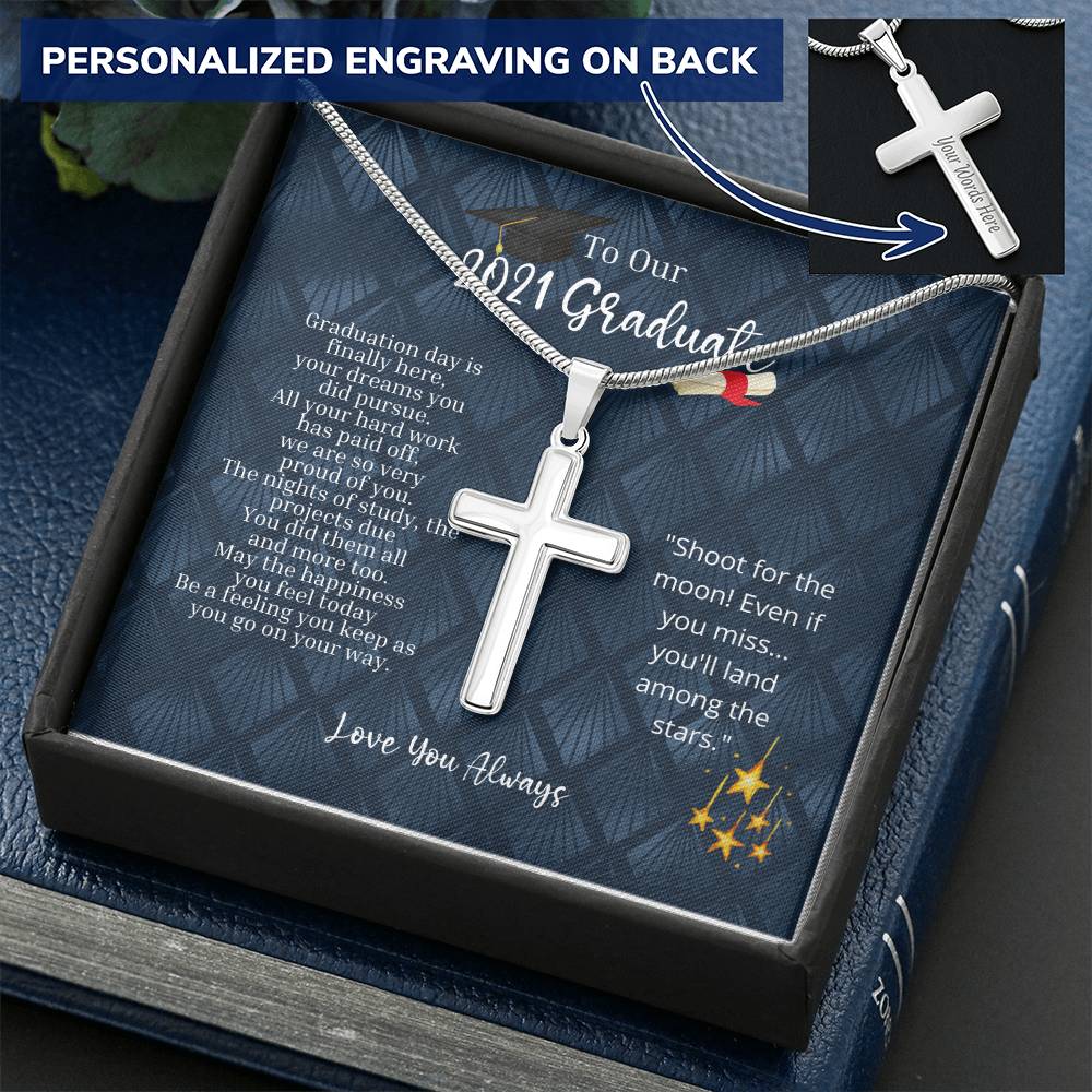 2021 Graduation Cross Customize Engraved Cross Necklace