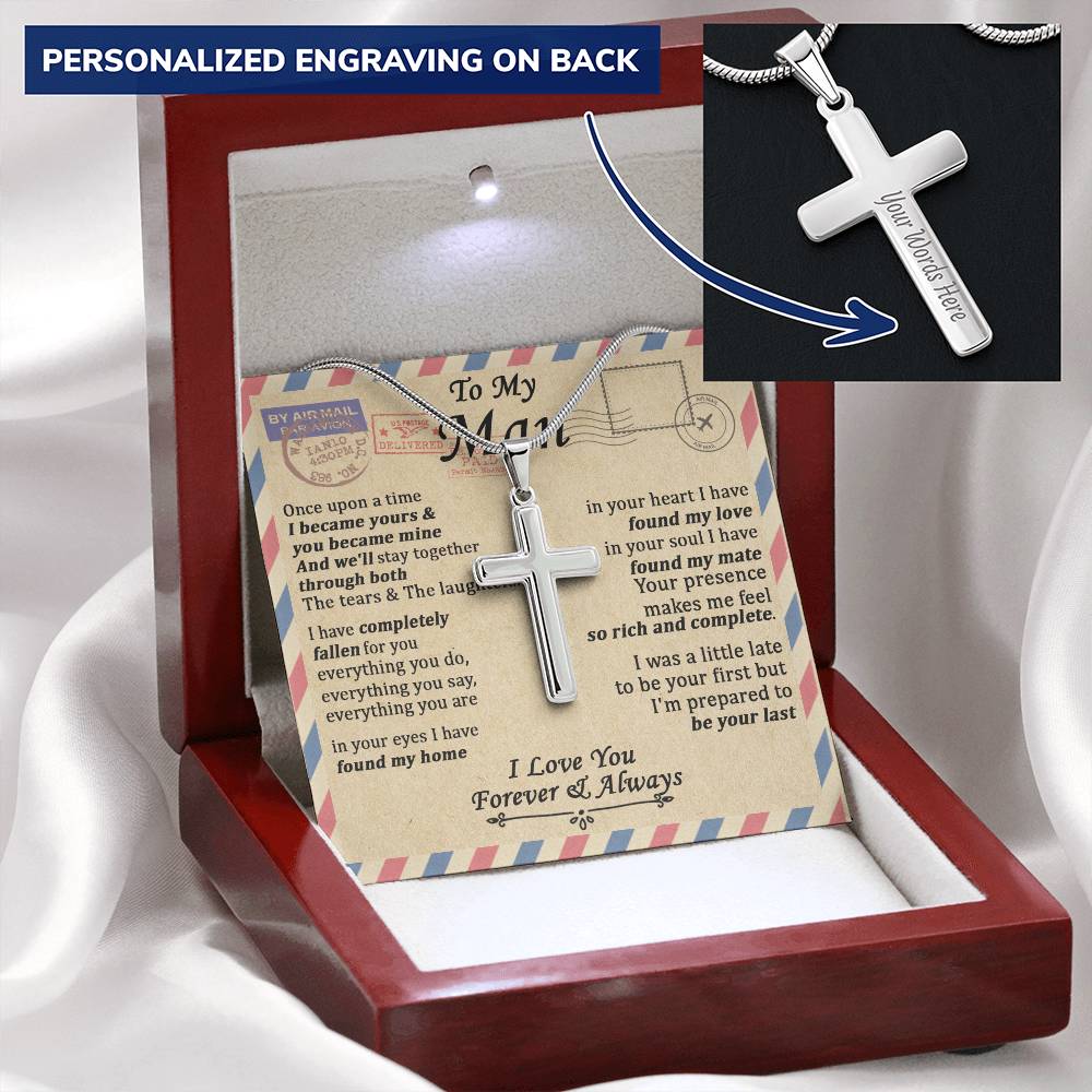For Your Man - We'll Stay Together - Cross Customize Engraved Cross Necklace