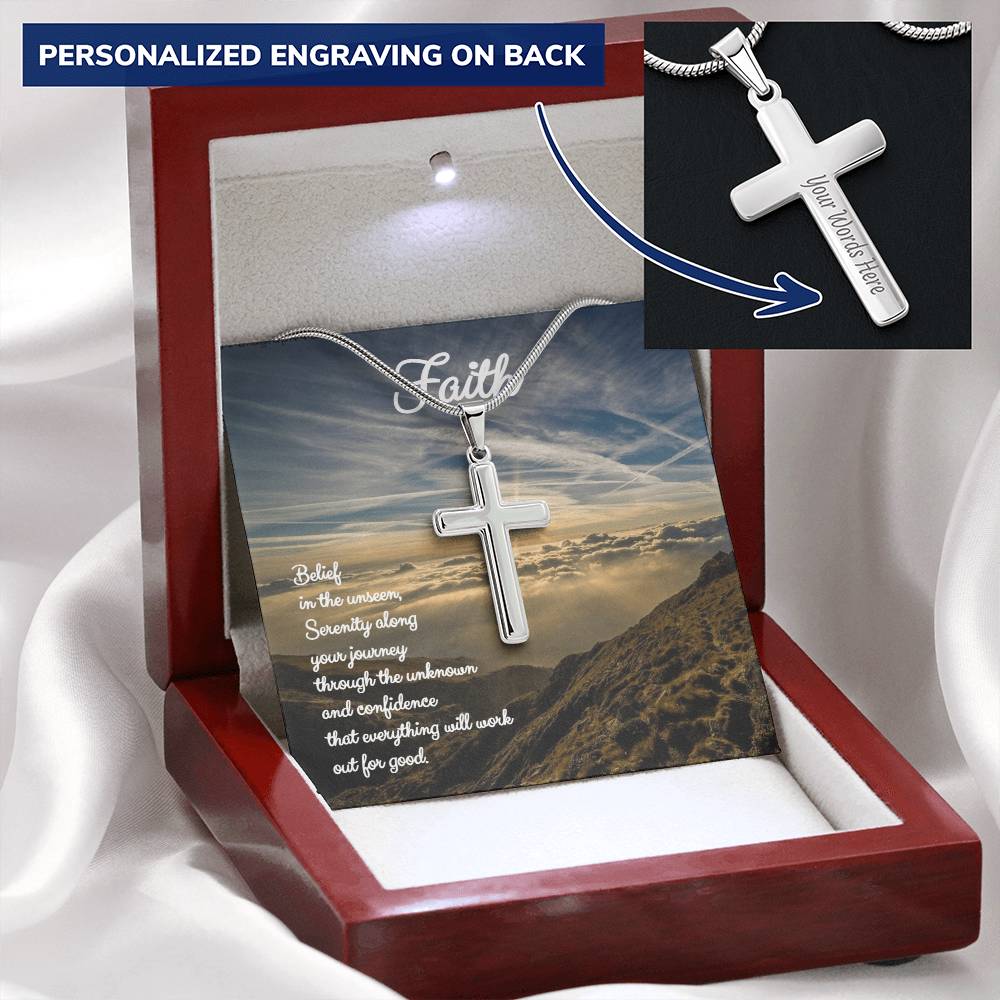 Engravable Faith Cross Pendant ✟ Customize Engraved Cross Necklace