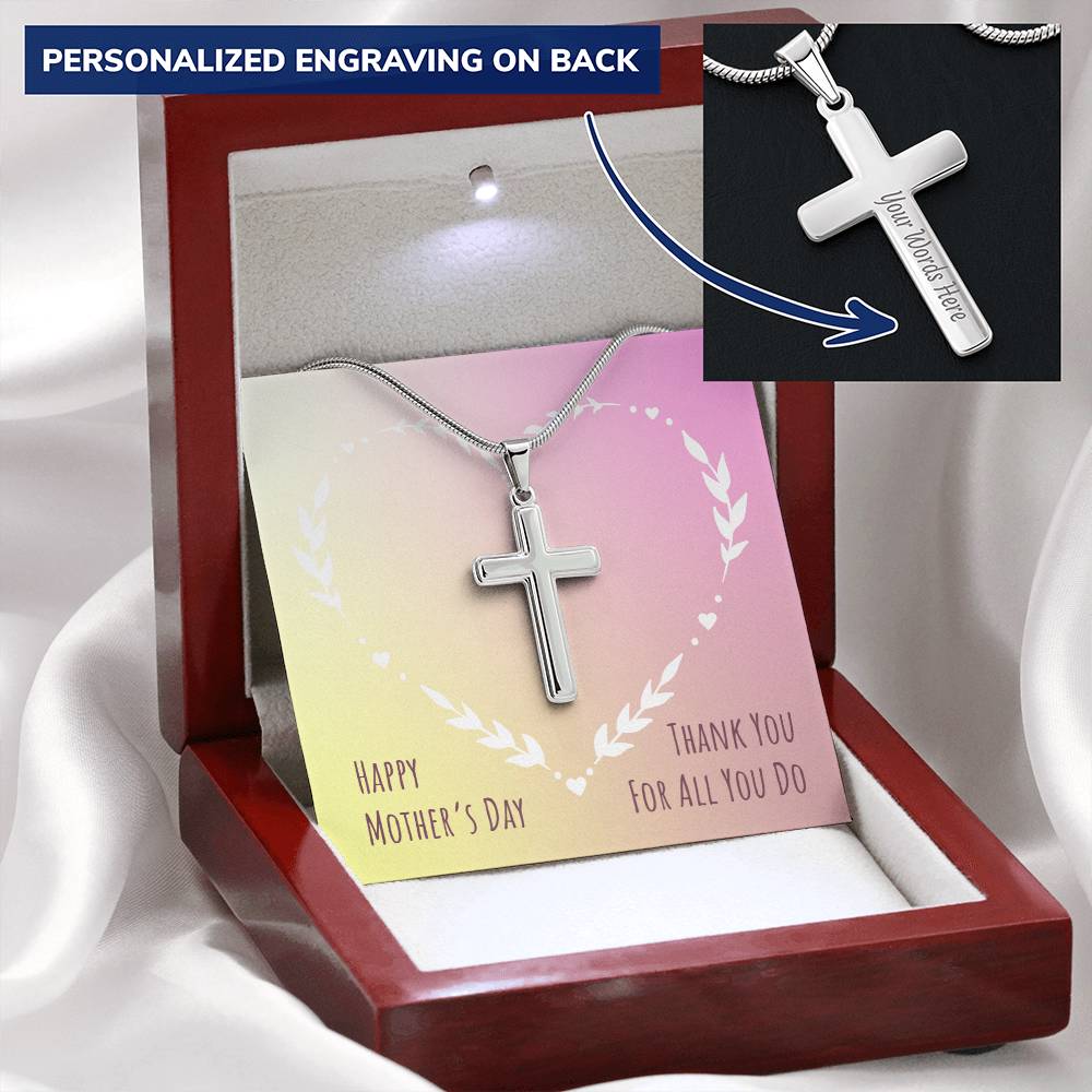 A Cross For Mothers Day For All You Do Customize Engraved Cross Necklace
