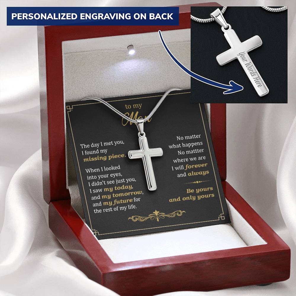 For Your Man - Always & Forever - Cross Customize Engraved Cross Necklace