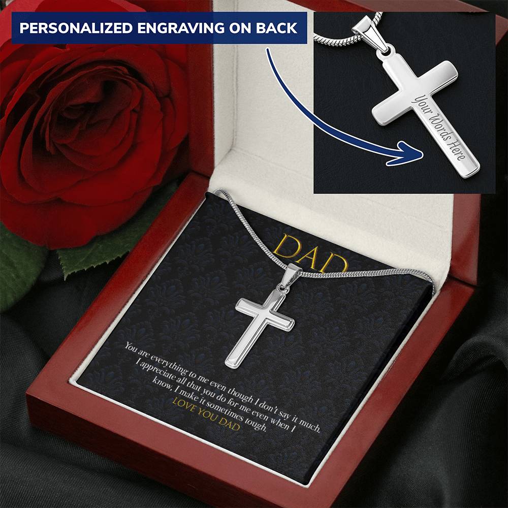 Dad Pendant Customize Engraved Cross Necklace