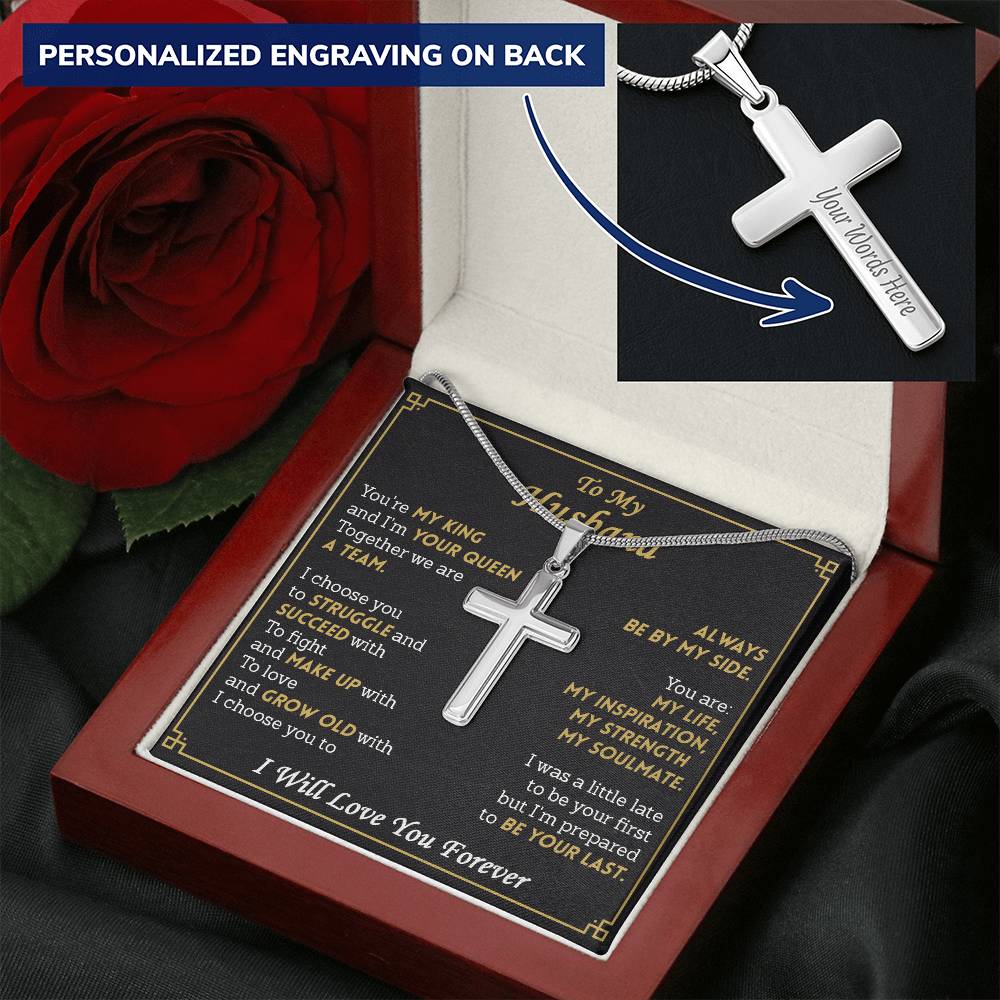 For Husband - Your Last - Cross Customize Engraved Cross Necklace