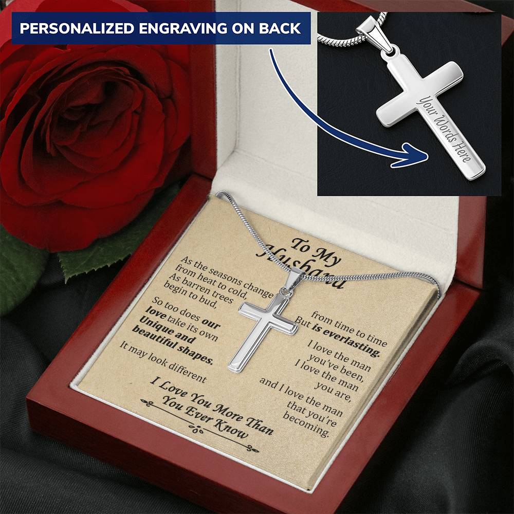 For Husband - Everlasting - Cross Customize Engraved Cross Necklace
