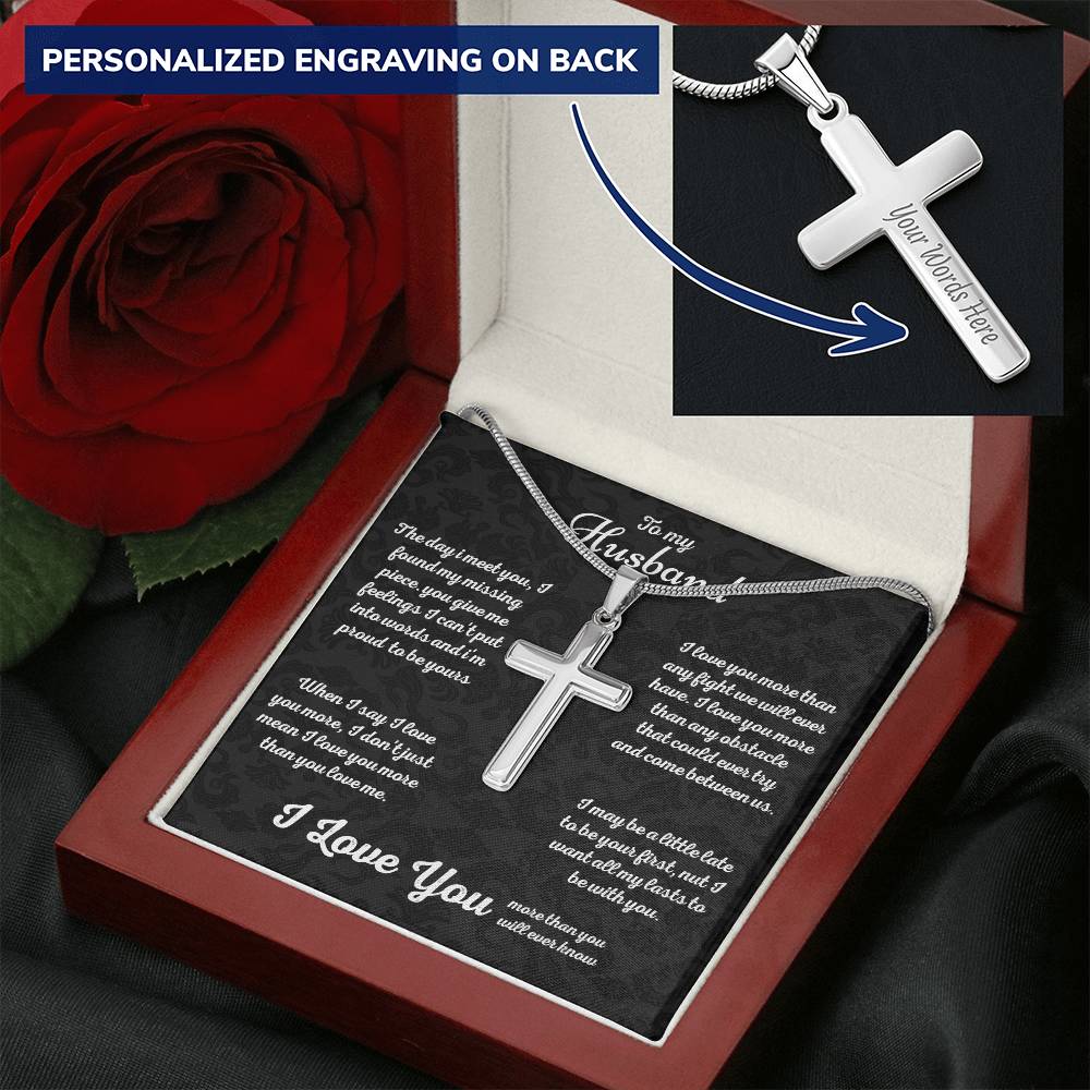 Gift For Husband Special Occasion Gift For Husband. Customize Engraved Cross Necklace