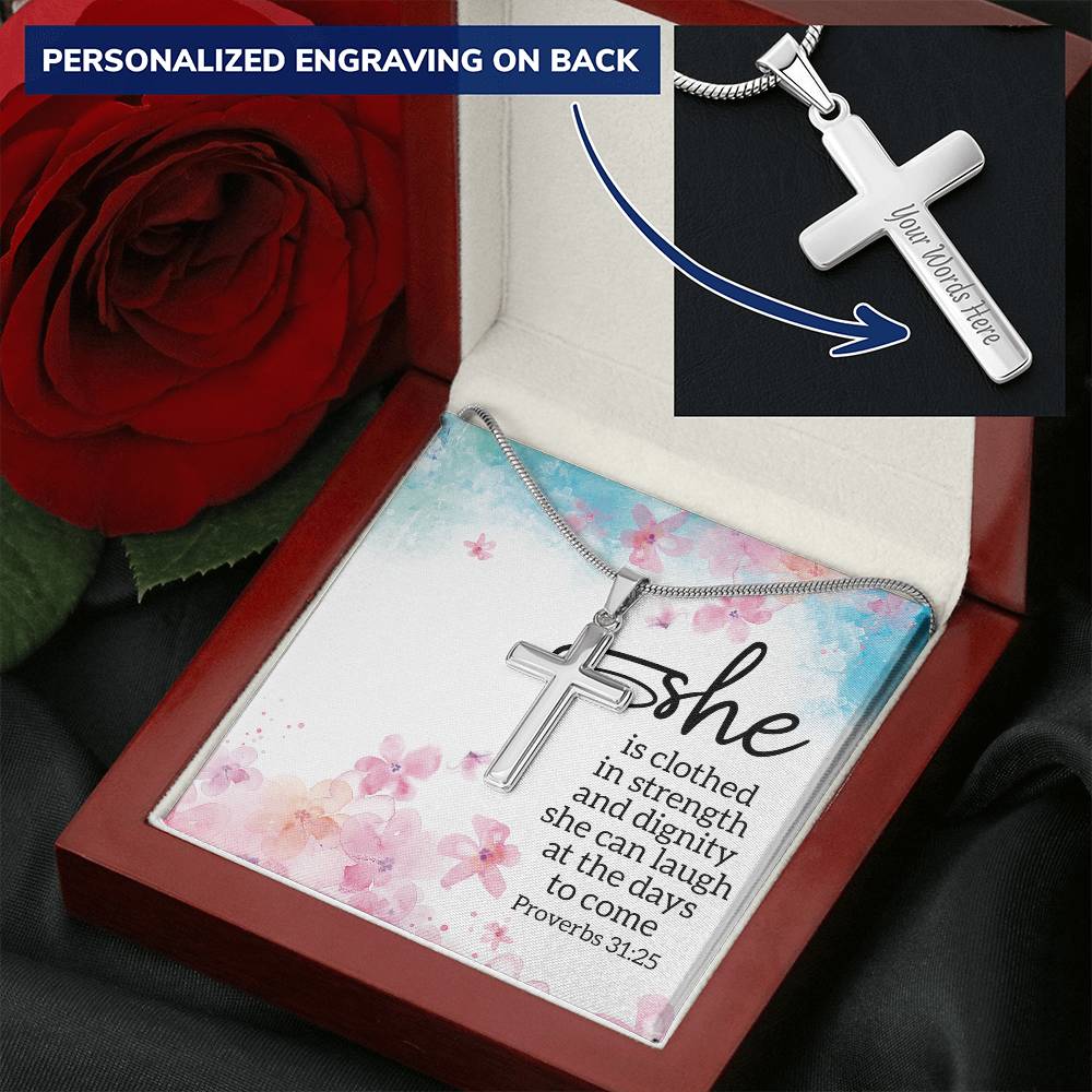 Future Mother In Law To Be Message Card Jewelry For Christmas Birthday Mother's Day Customize Engraved Cross Necklace