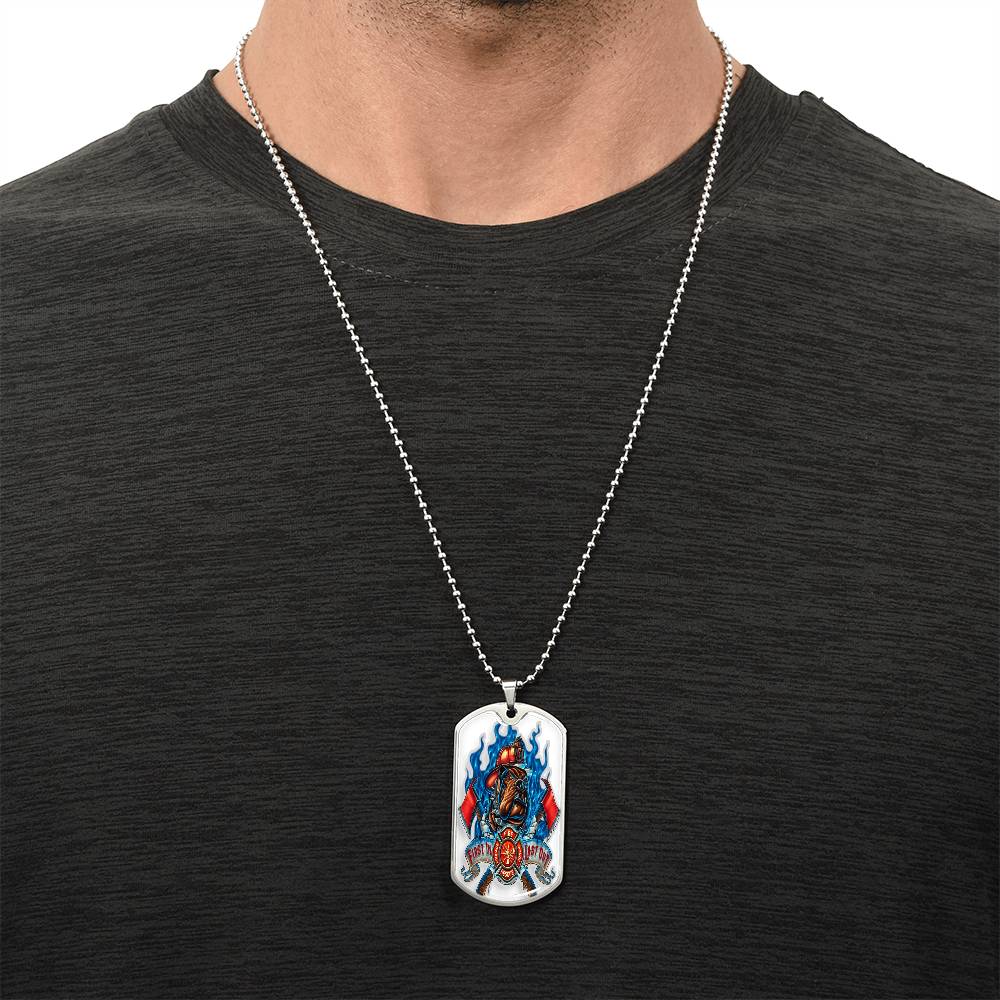 Best Gift For Firefighter Who Is A Pitbull Dog Lover - Army Tag Necklace, Dog Tag Necklace