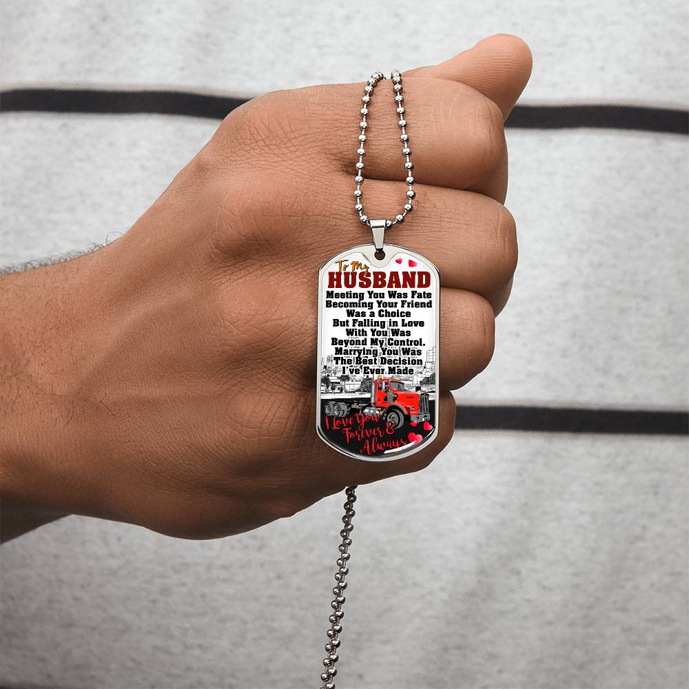 Truckers Necklace, Truck Driver Gift - Gift For Husband, Boyfriend, My Man, Husband Necklace - Father's Day Gift - Army Tag Necklace, Dog Tag Necklace