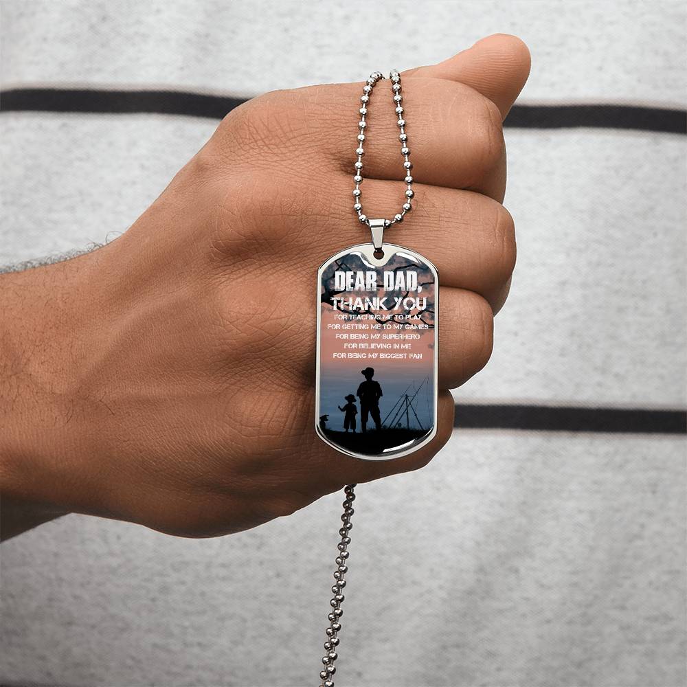 Dear Dad Thank You - Army Tag Necklace, Dog Tag Necklace