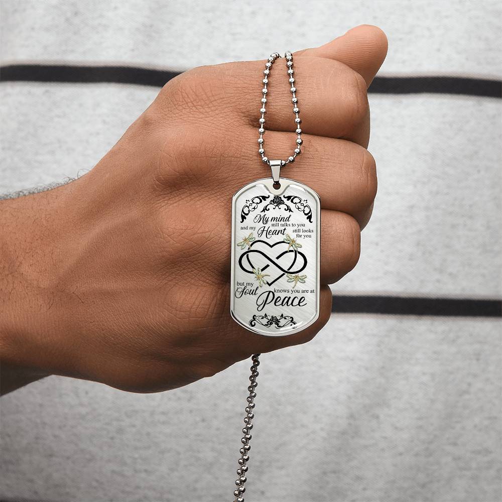 Dragonflies Heart Infinity Art My Mind Still Talks To You Luxury Dog Tag Necklace - Army Tag Necklace, Dog Tag Necklace