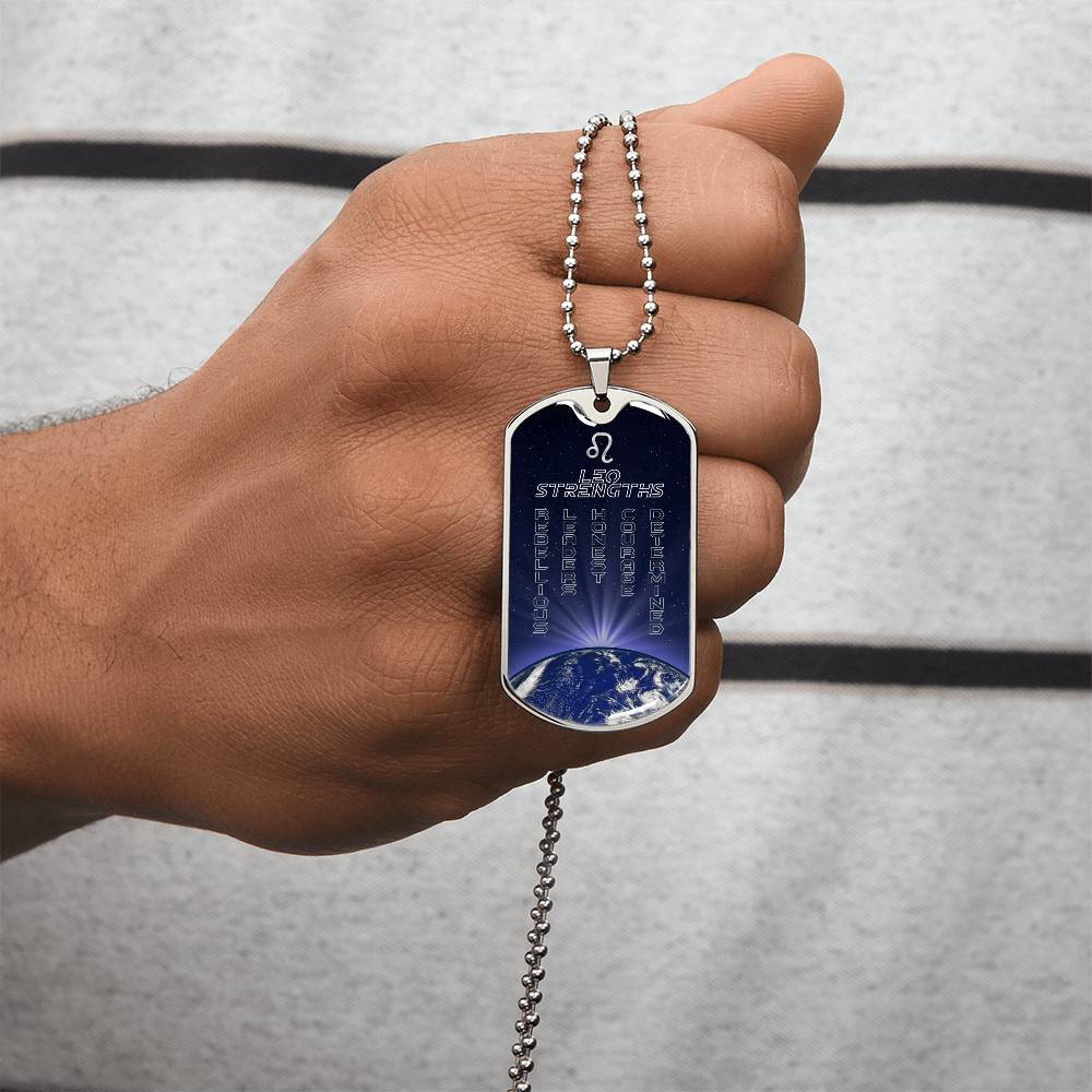 Leo Ball Chain Dog Tag Necklace - Army Tag Necklace, Dog Tag Necklace