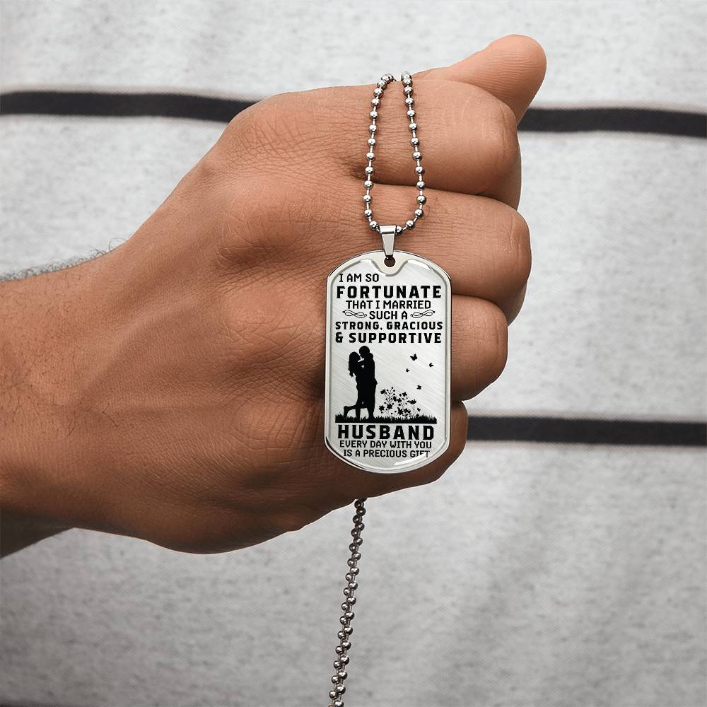 I Love My Husband - Military Style Dog Tag - Army Tag Necklace, Dog Tag Necklace