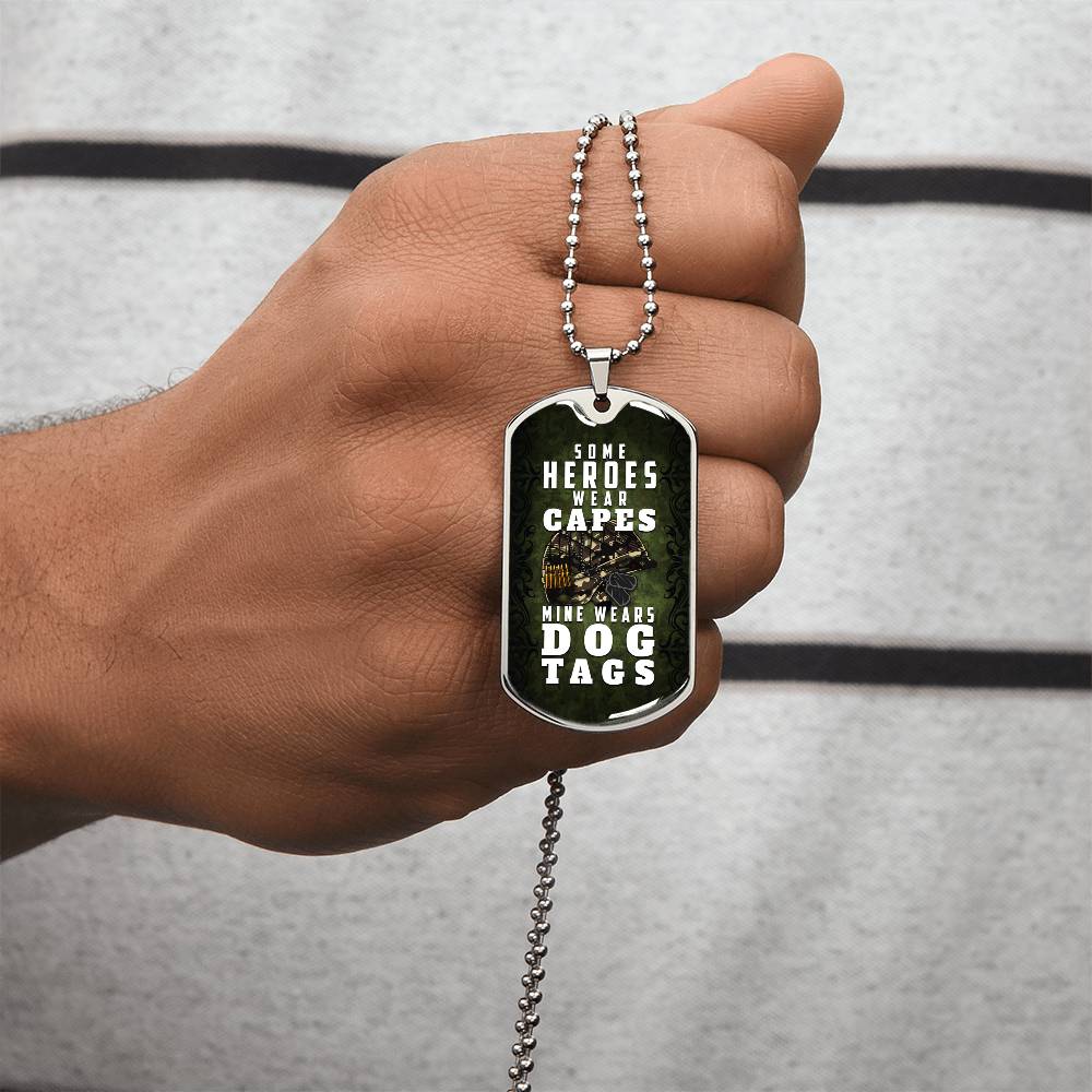 Police Wife Necklace - Some Heroes Wear Capes Mine Wears Dog Tag - Police Officer Girlfriend, Police Mom, Sheriff, Trooper - Army Tag Necklace, Dog Tag Necklace