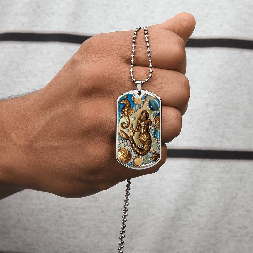 Mermaid Mythology Pendant Bangle - Army Tag Necklace, Dog Tag Necklace