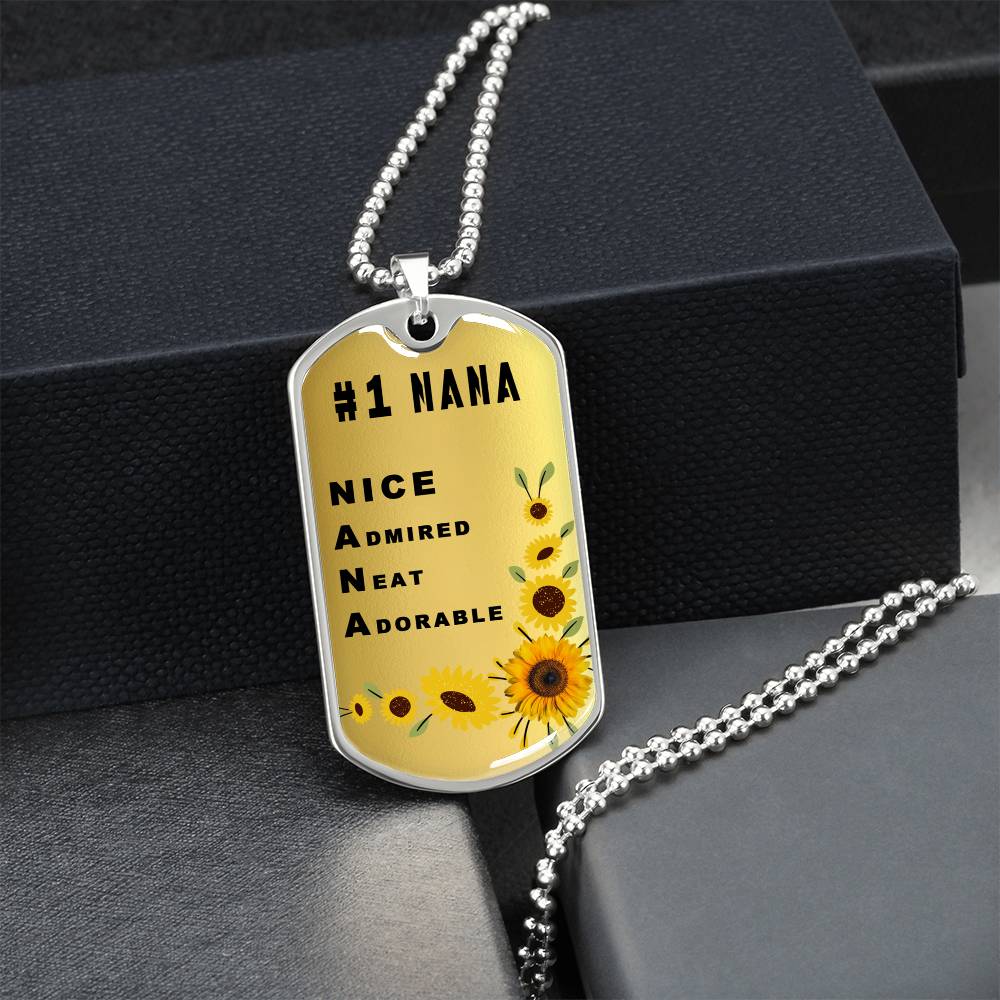 #1 Nana Personalized Dogtag Necklace Gold Mothers Day Gift - Army Tag Necklace, Dog Tag Necklace