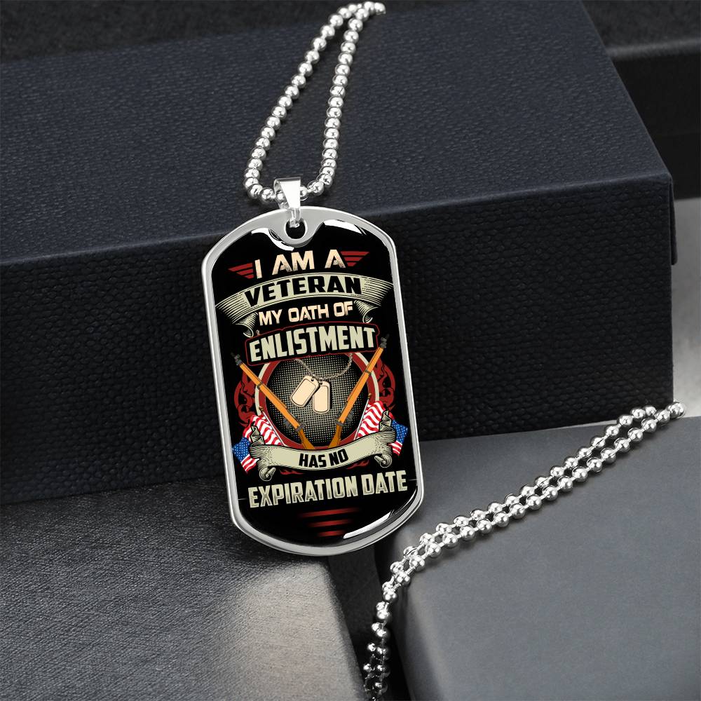 I Am A Veteran Premium Military Ball Chain Pendant - Dog Tag - Army Tag Necklace, Dog Tag Necklace