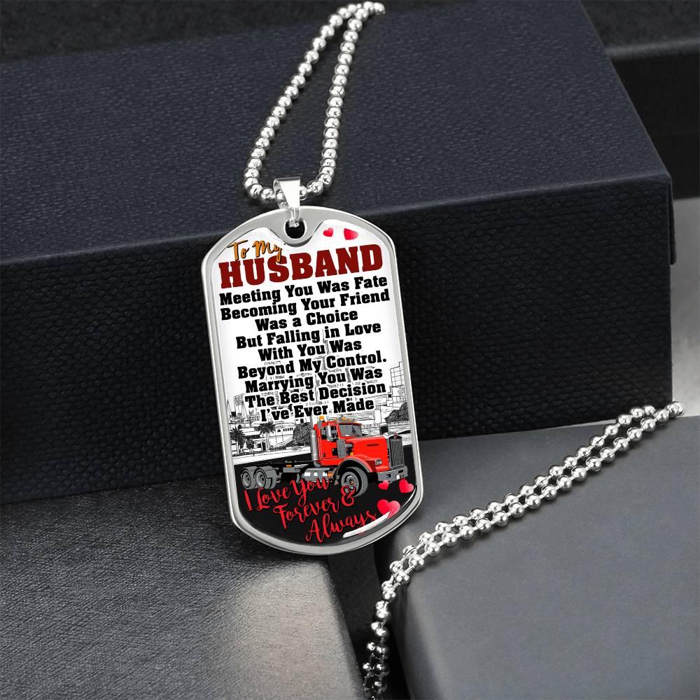 Truckers Necklace, Truck Driver Gift - Gift For Husband, Boyfriend, My Man, Husband Necklace - Father's Day Gift - Army Tag Necklace, Dog Tag Necklace
