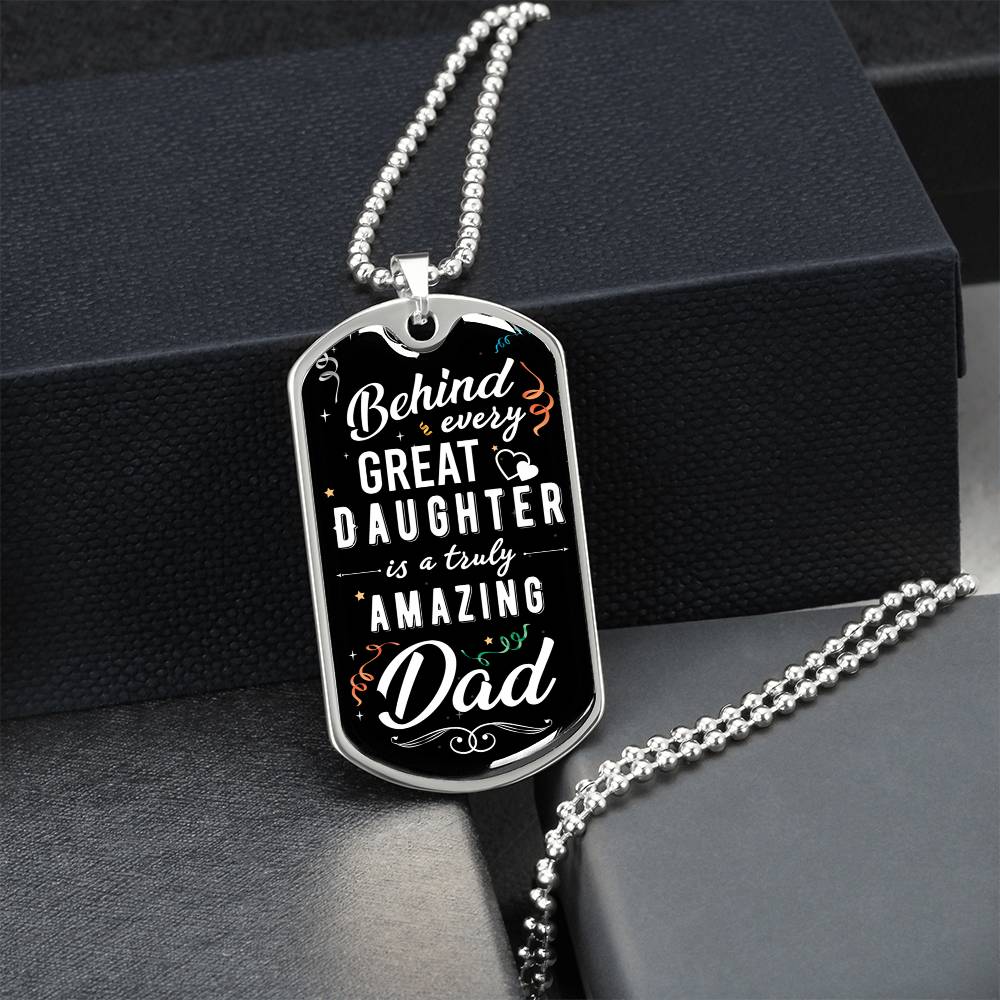 Daughter To Dad - Happy Birthday Dog Tag Necklace - Army Tag Necklace, Dog Tag Necklace