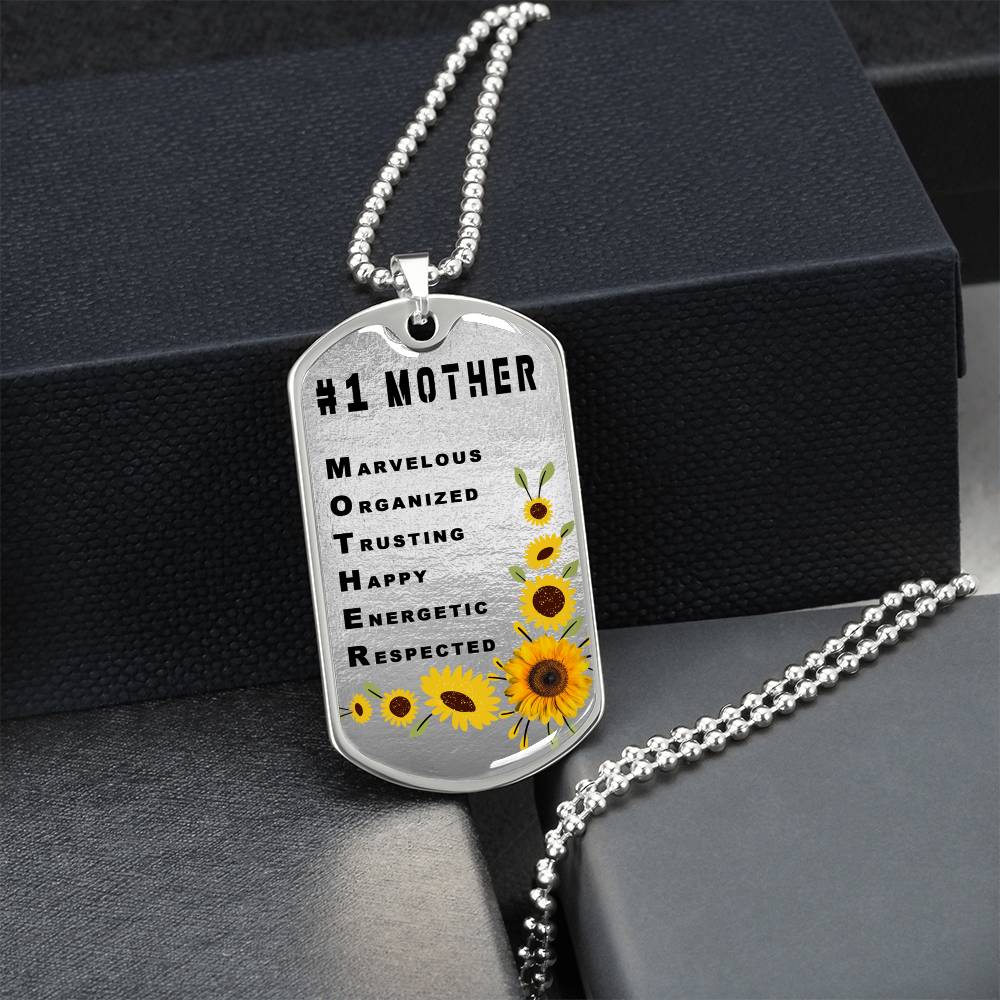 #1 Mother Personalized Dogtag Necklace Silver Mothers Day Gift - Army Tag Necklace, Dog Tag Necklace