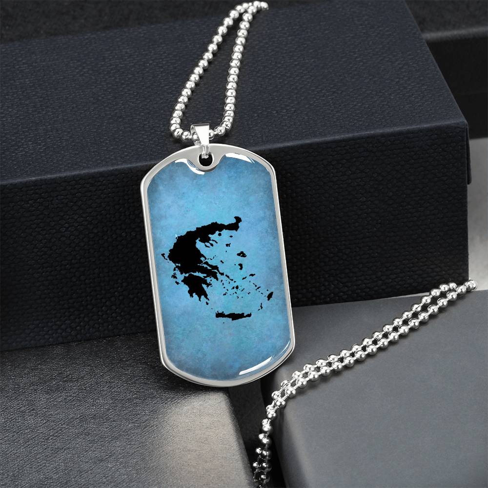 Greece Dog Tag Necklace - Army Tag Necklace, Dog Tag Necklace