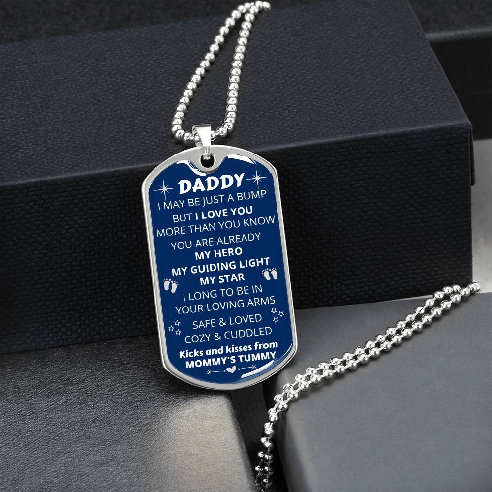 New Dad-To-Be 'My Guiding Light, My Star' - Pendant - Army Tag Necklace, Dog Tag Necklace