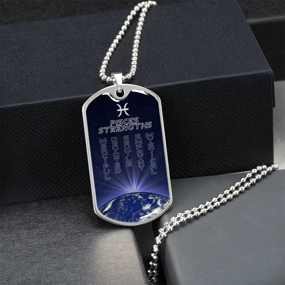 Pisces Personalized Dog Tag Necklace - Army Tag Necklace, Dog Tag Necklace