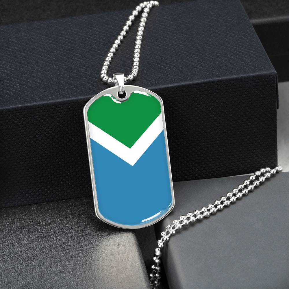 Vegan Flag Dog Tag With Military Ball Chain Necklace - Army Tag Necklace, Dog Tag Necklace