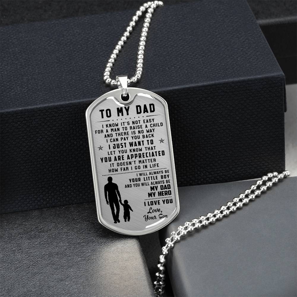 To My Dad - Father's Day Gift From Son - Army Tag Necklace, Dog Tag Necklace