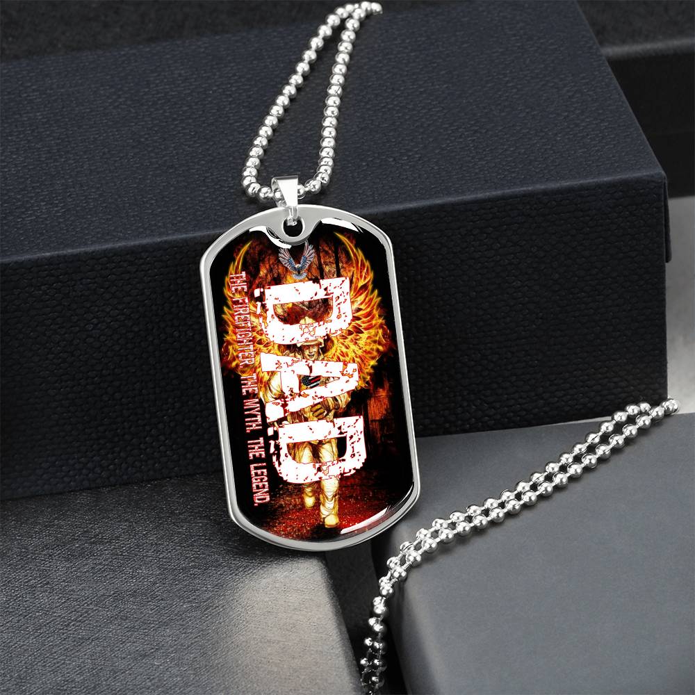 Dad The Firefighter The Myth The Legend - Army Tag Necklace, Dog Tag Necklace